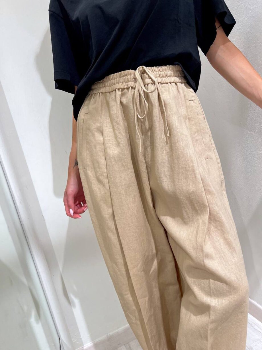 Shop Online Pantalone palazzo in lino beige Vicolo