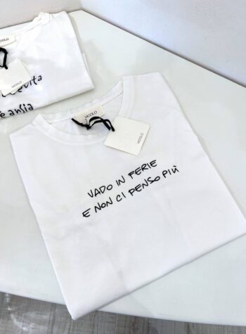 Shop Online T-shirt bianca scritta "vado in ferie.." Vicolo