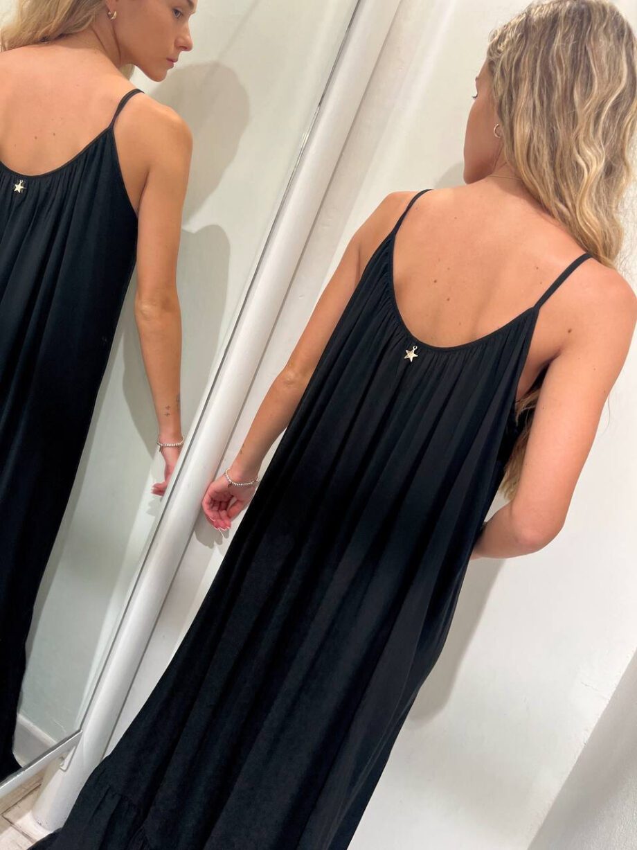 Shop Online Vestito lungo nero con balza Souvenir