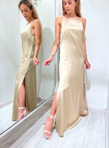 Shop Online Vestito lungo beige schiena scoperta Vicolo