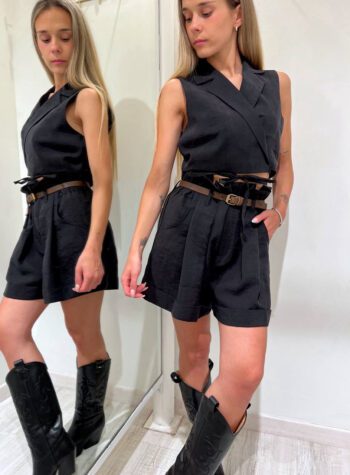 Shop Online Short morbidi nero a caramella con cintura Vicolo