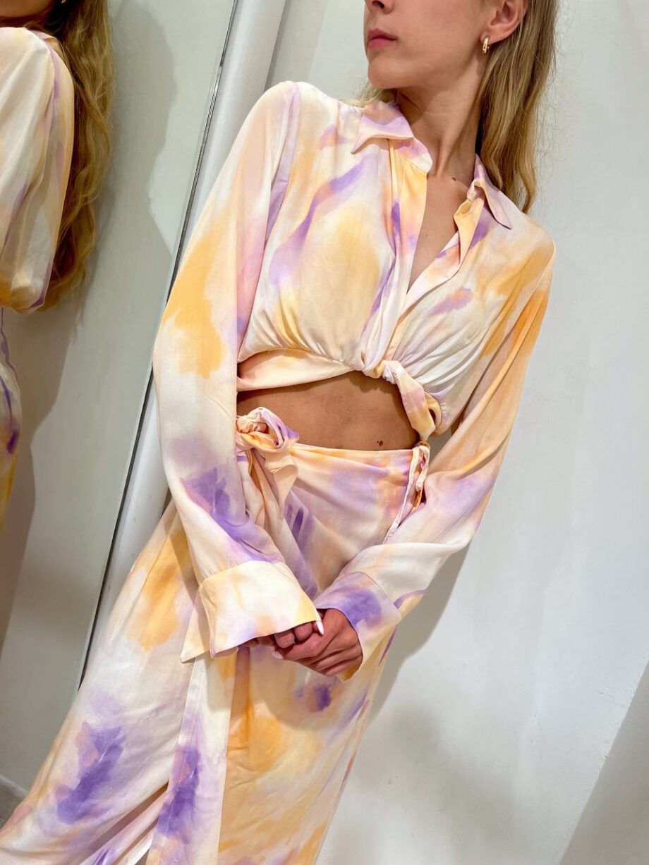 Shop Online Camicia crop tie dye lilla e arancio HaveOne