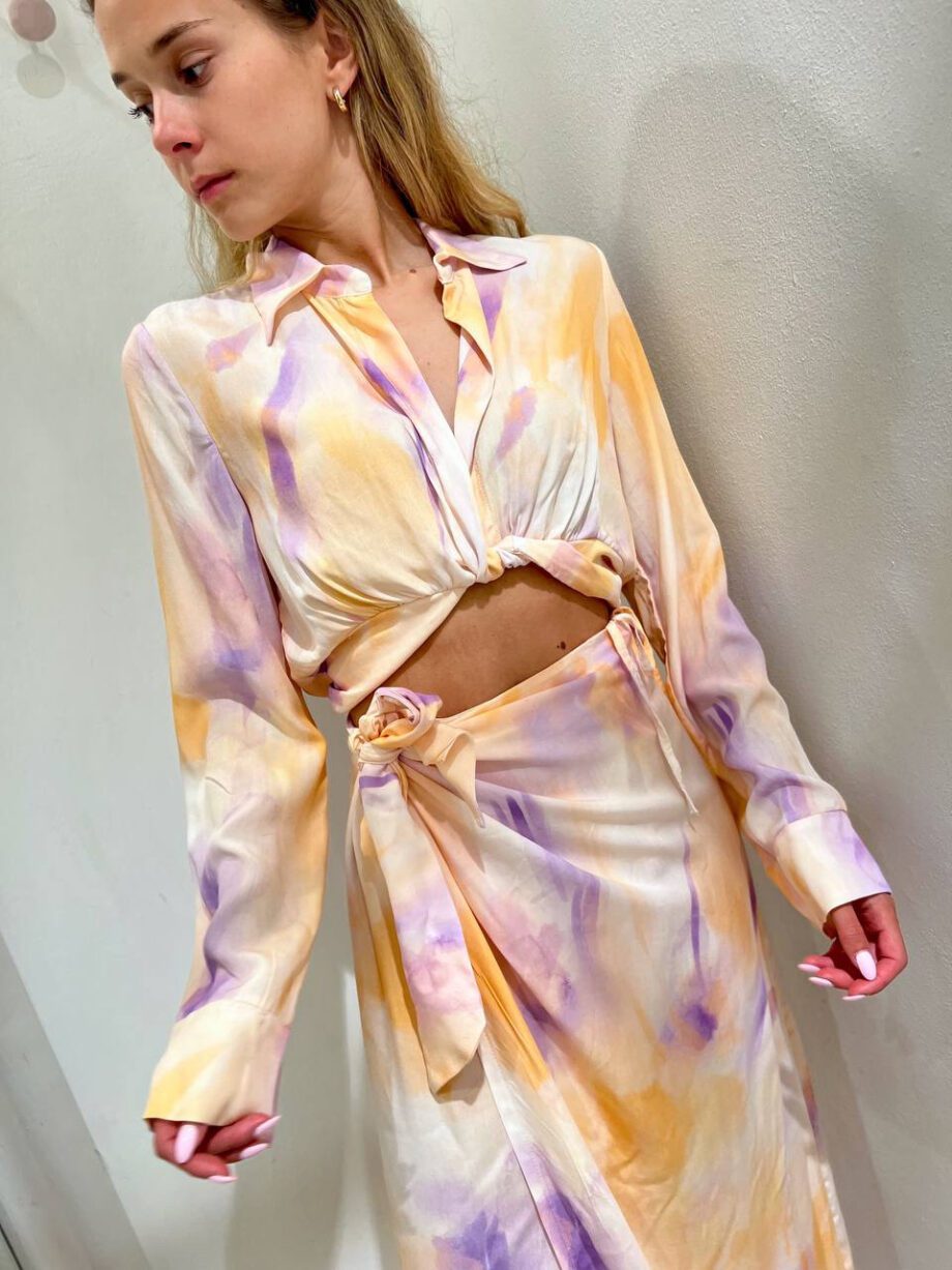 Shop Online Camicia crop tie dye lilla e arancio HaveOne