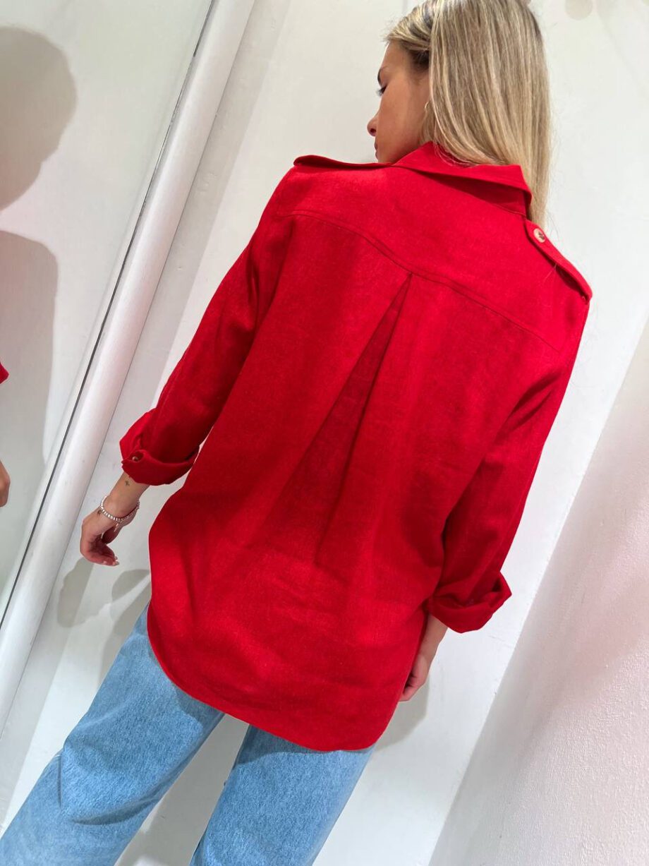 Shop Online Camicia morbida rossa in lino Vicolo