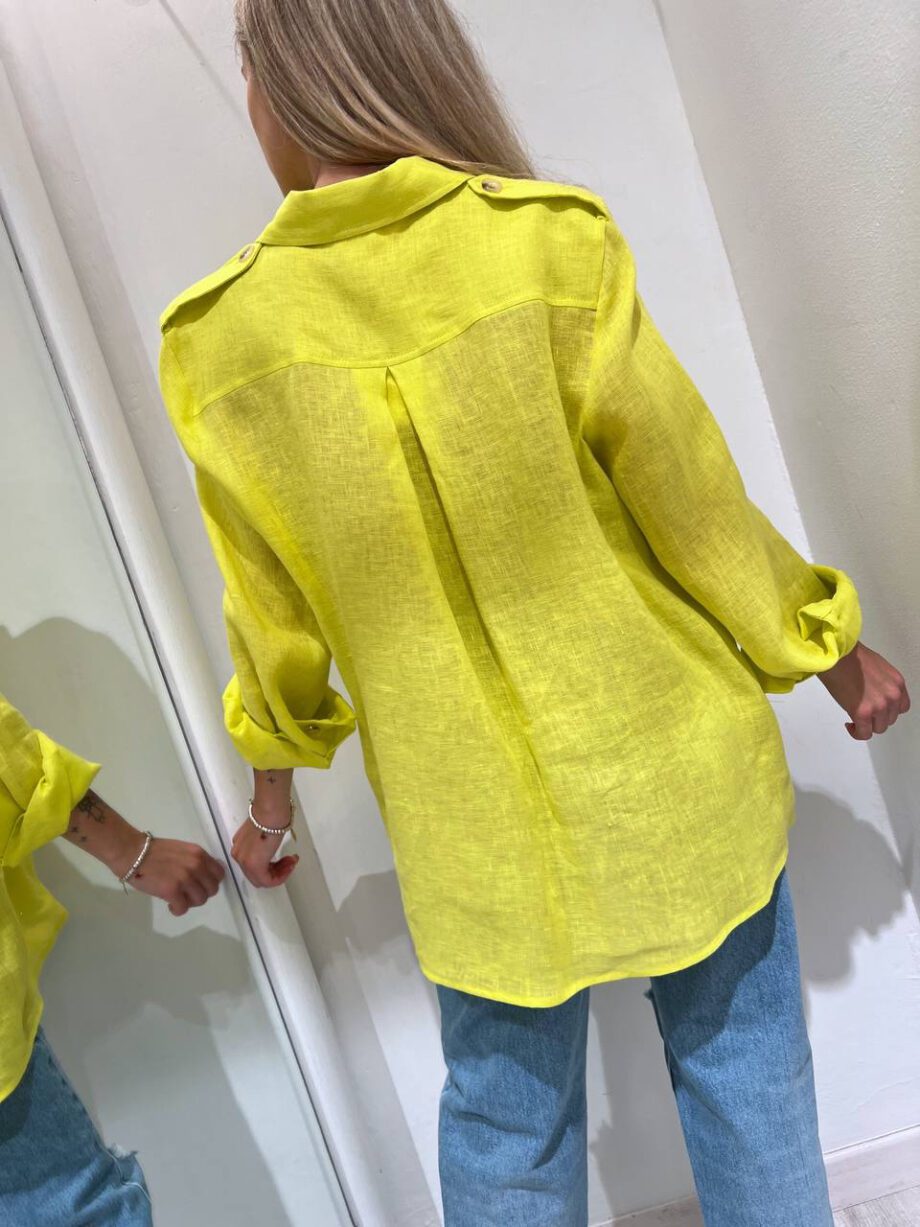 Shop Online Camicia morbida lime in lino Vicolo