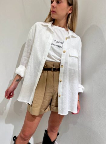 Shop Online Camicia morbida bianca in lino Vicolo