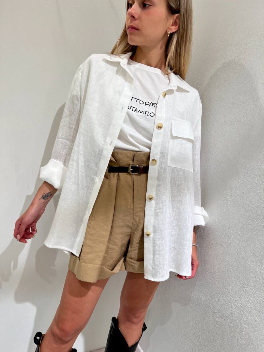 Shop Online Camicia morbida bianca in lino Vicolo