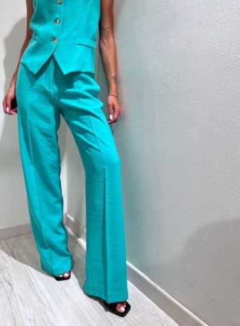 Shop Online Pantalone palazzo morbido acquamarina Vicolo