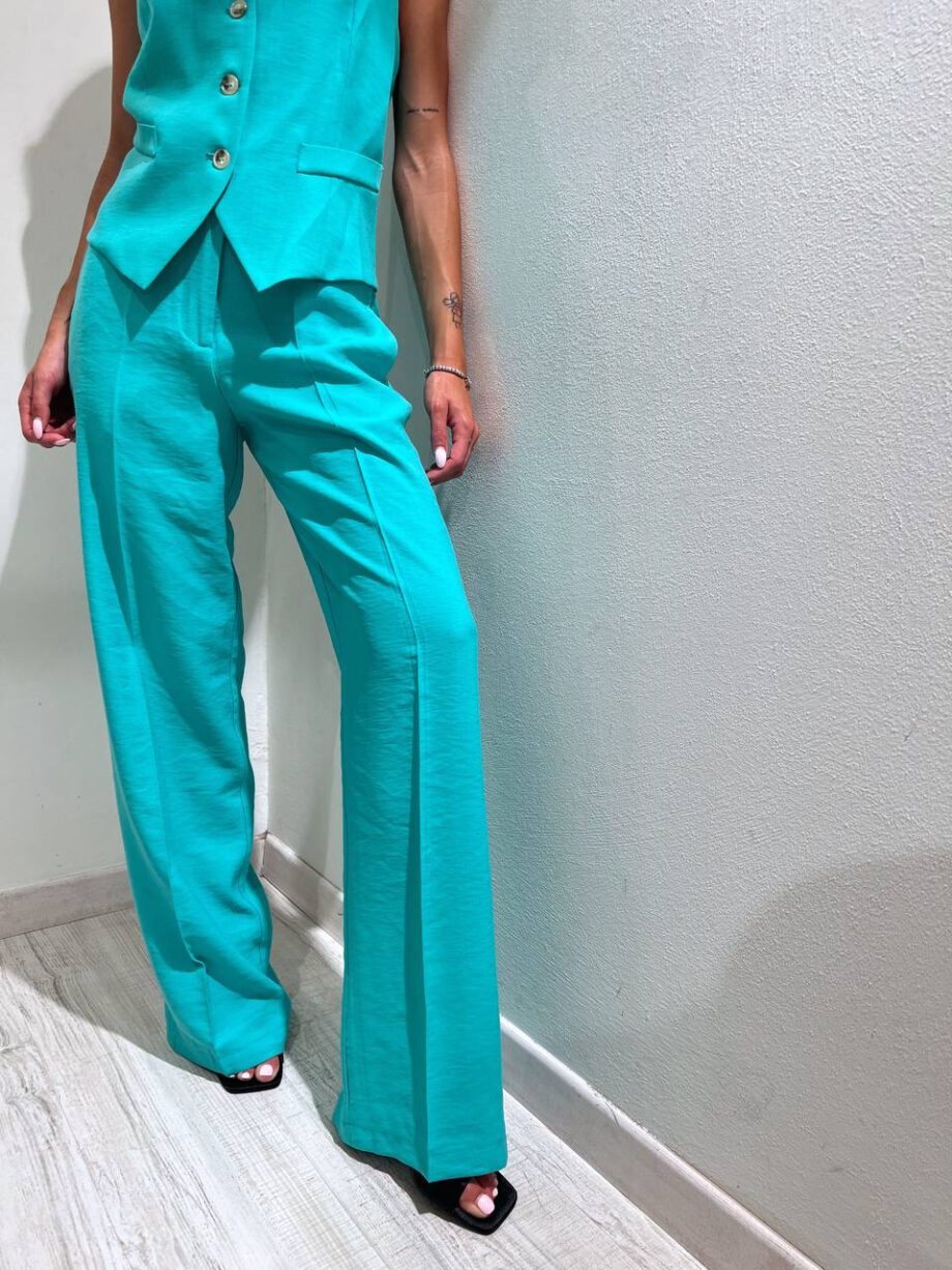 Shop Online Pantalone palazzo morbido acquamarina Vicolo