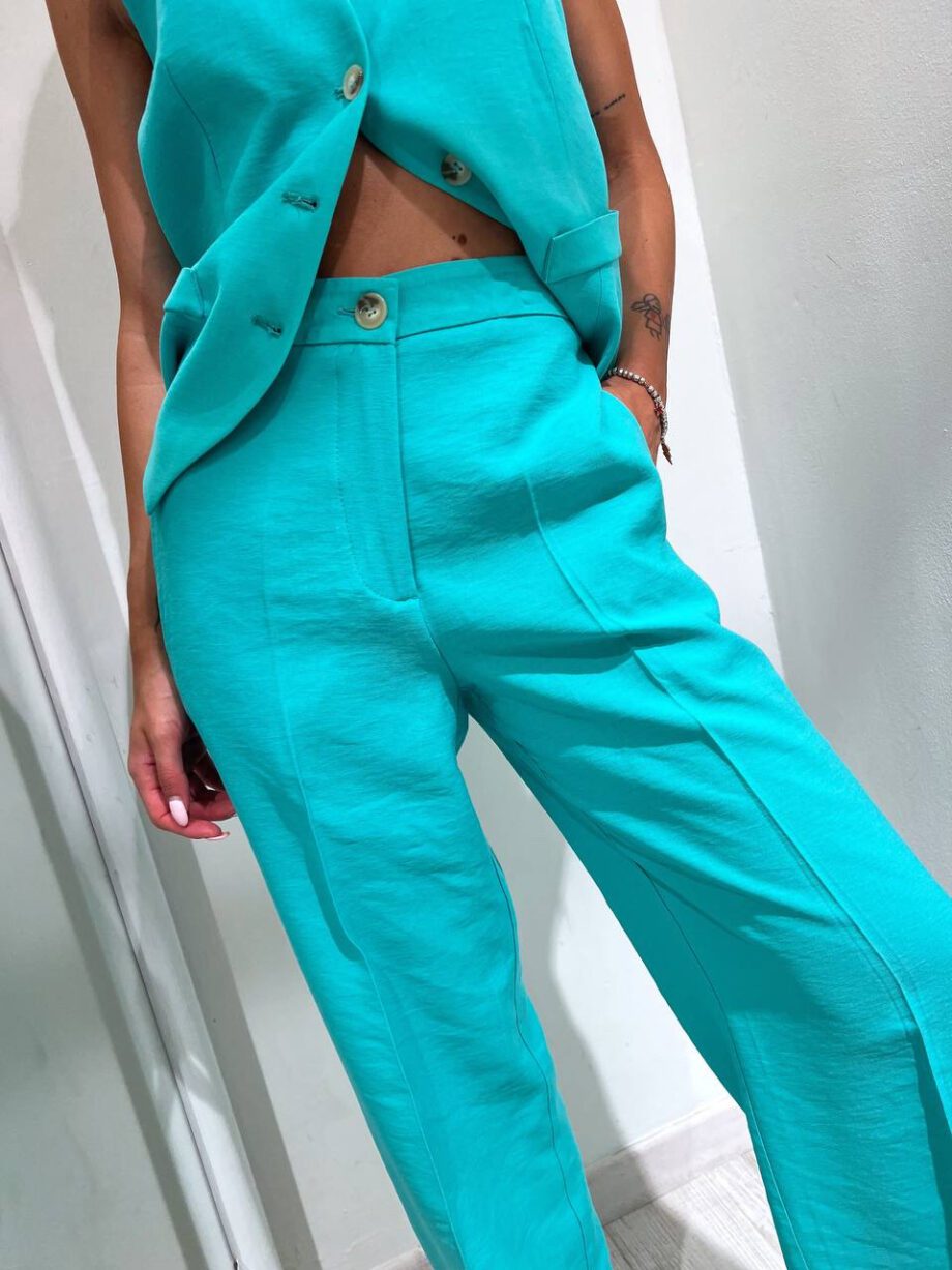 Shop Online Pantalone palazzo morbido acquamarina Vicolo