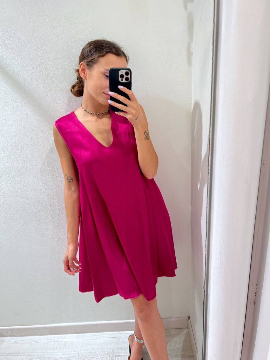 Shop Online Vestito corto spalla larga fucsia HaveOne