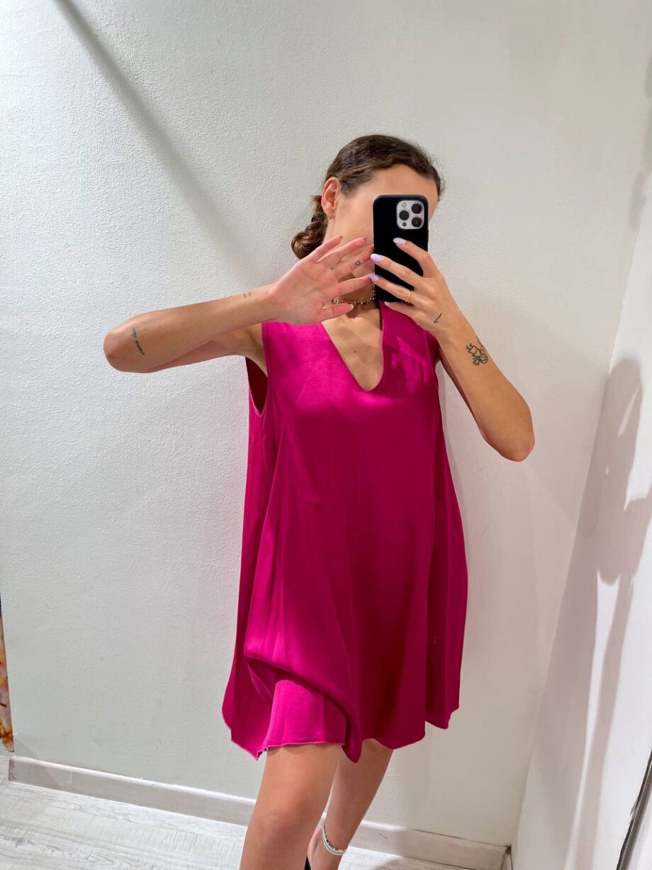 Shop Online Vestito corto spalla larga fucsia HaveOne