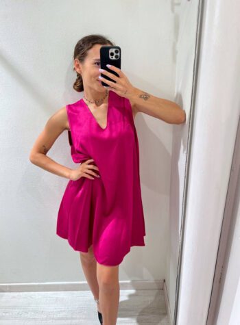 Shop Online Vestito corto spalla larga fucsia HaveOne