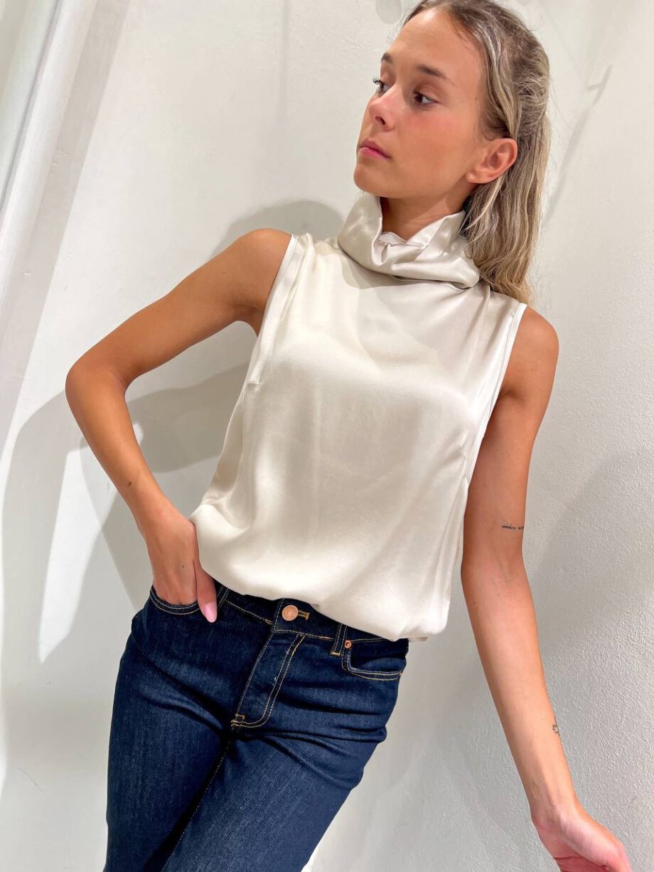 Shop Online Top smanicato marmo con collo alto in viscosa HaveOne