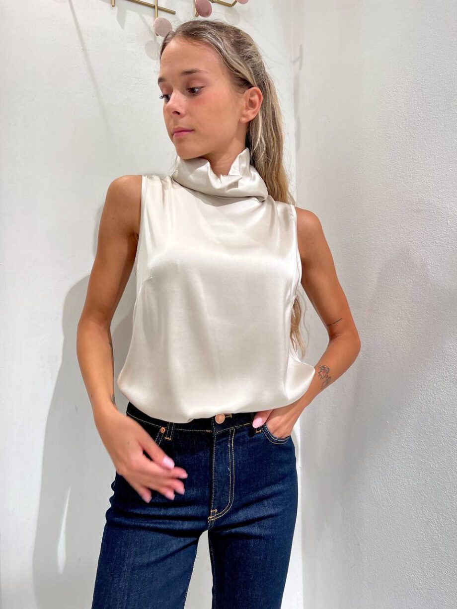 Shop Online Top smanicato marmo con collo alto in viscosa HaveOne