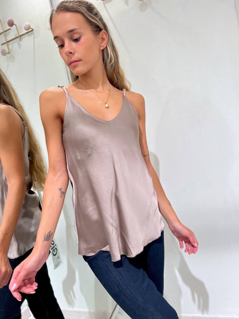 Shop Online Top tortora con scollo a V in viscosa HaveOne