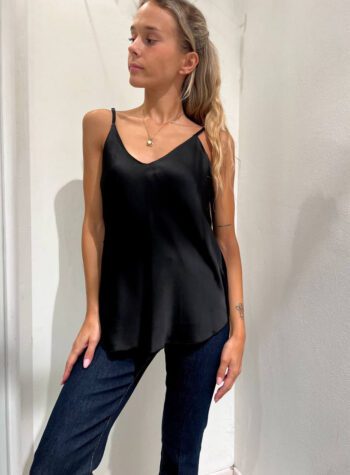 Shop Online Top nero con scollo a V in viscosa HaveOne