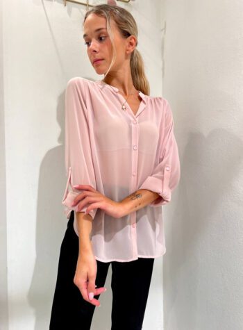 Shop Online Camicia rosa cipria semitrasparente in georgette Kontatto