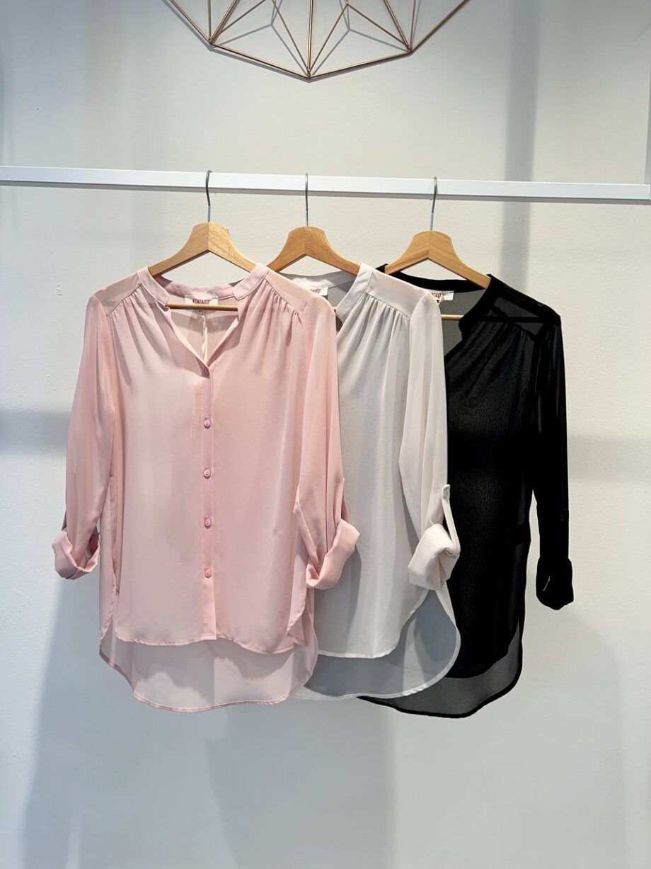 Shop Online Camicia nera semitrasparente in georgette Kontatto