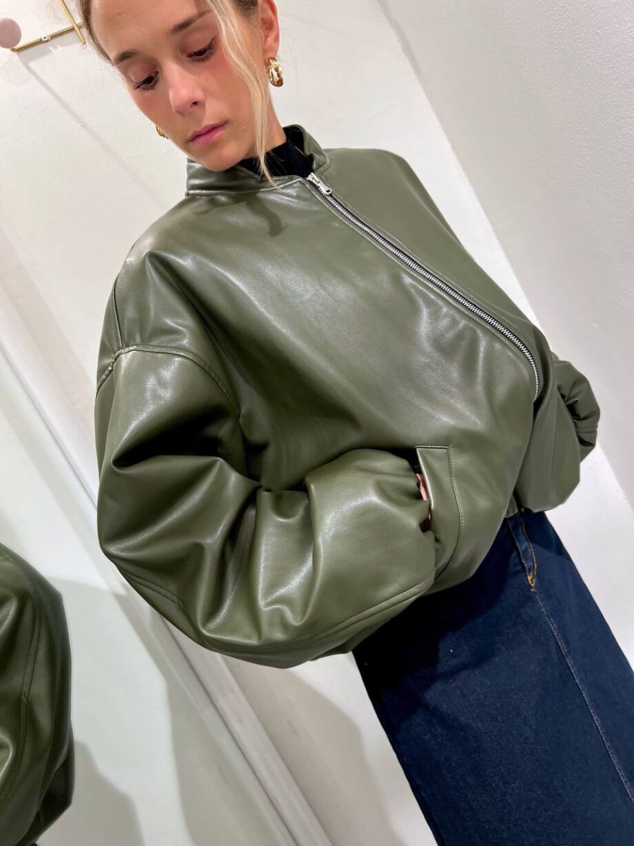 Shop Online Bomber over in ecopelle verde militare HaveOne