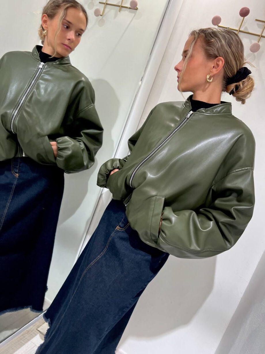 Shop Online Bomber over in ecopelle verde militare HaveOne