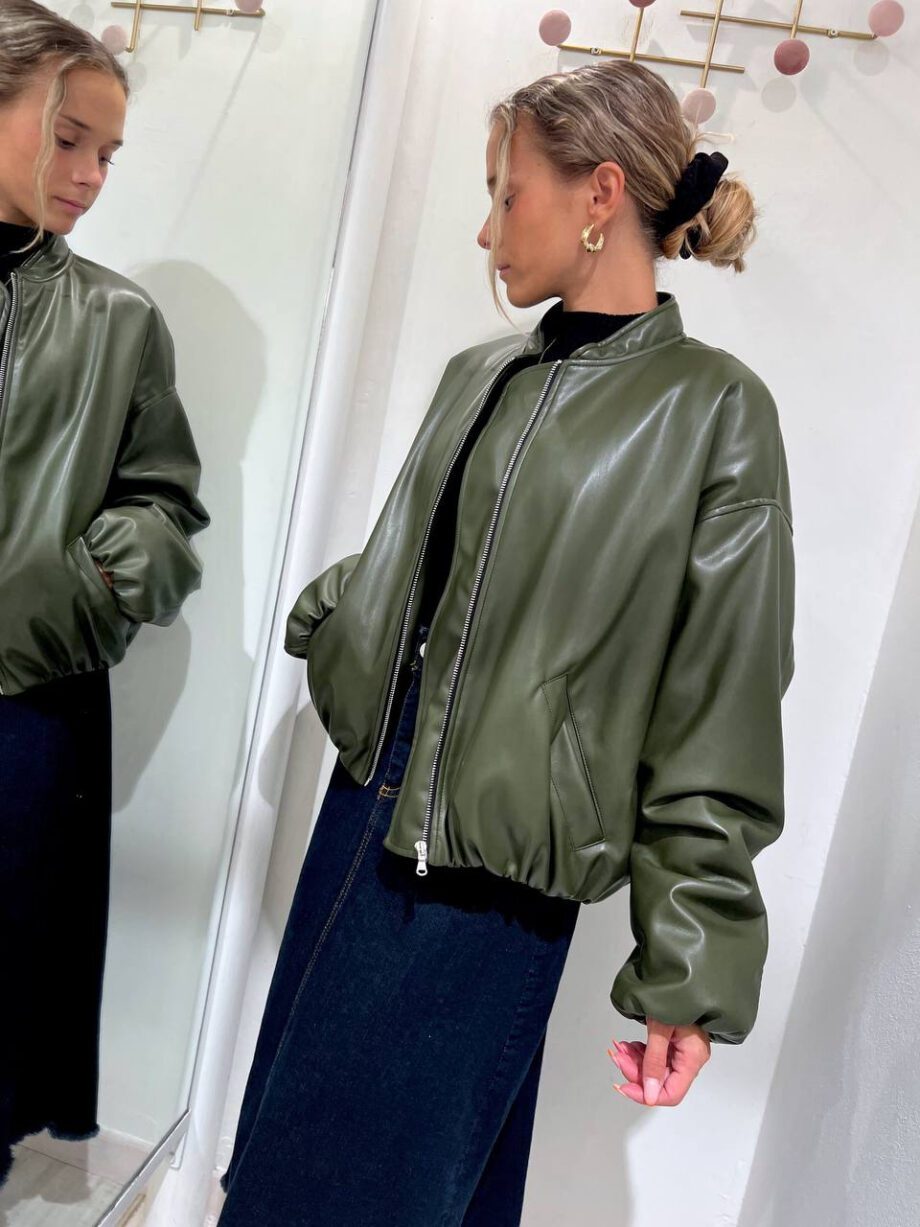 Shop Online Bomber over in ecopelle verde militare HaveOne