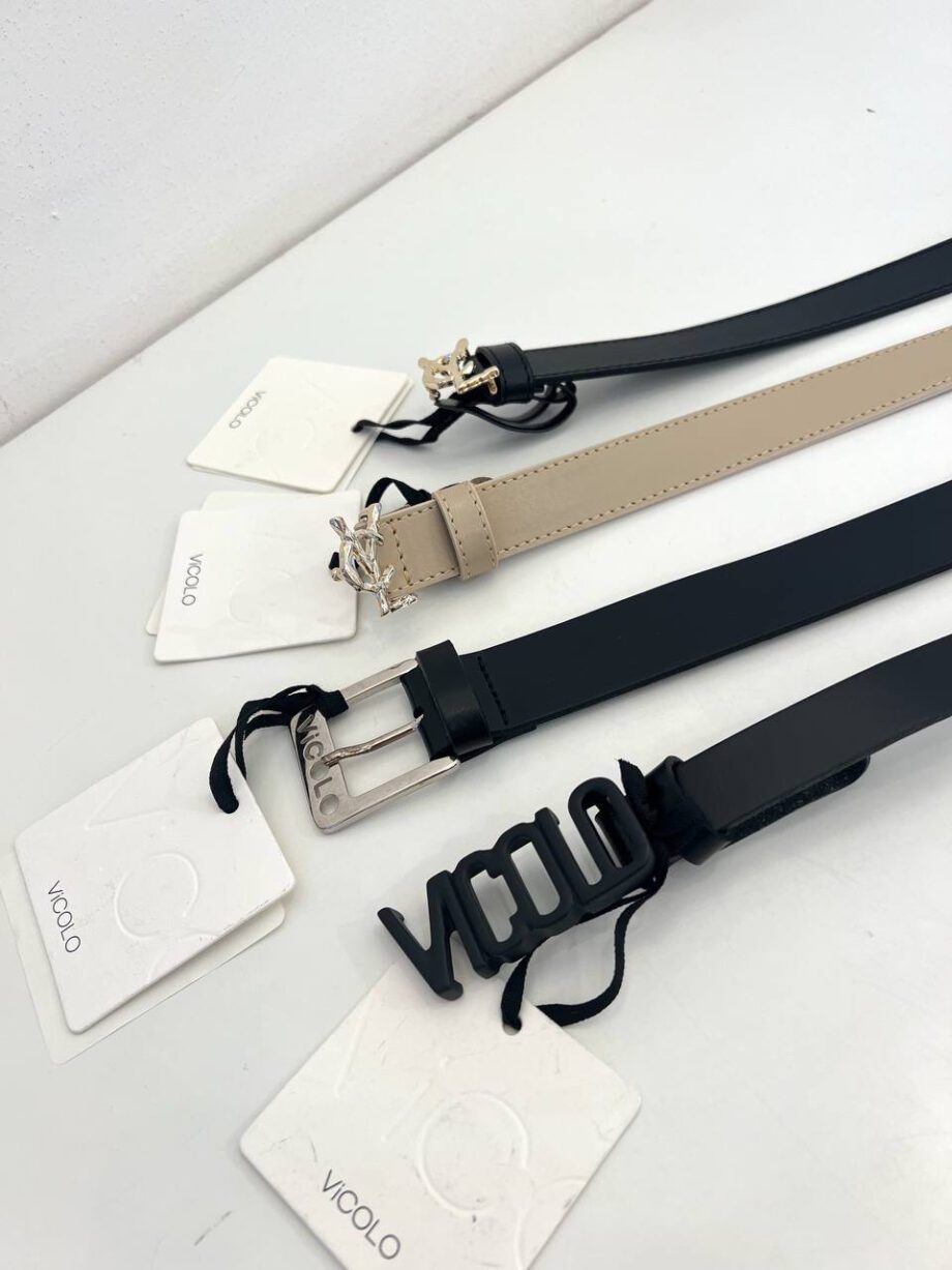 Shop Online Cintura nera sottile fibbia con logo nero Vicolo