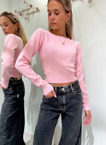 Shop Online Maglioncino corto girocollo rosa candy Kontatto