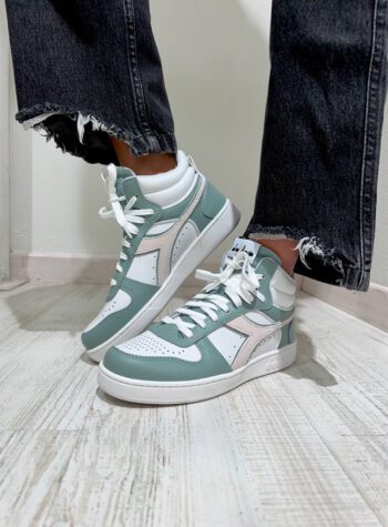 Shop Online Sneakers magic basket mid bianca e verde Diadora