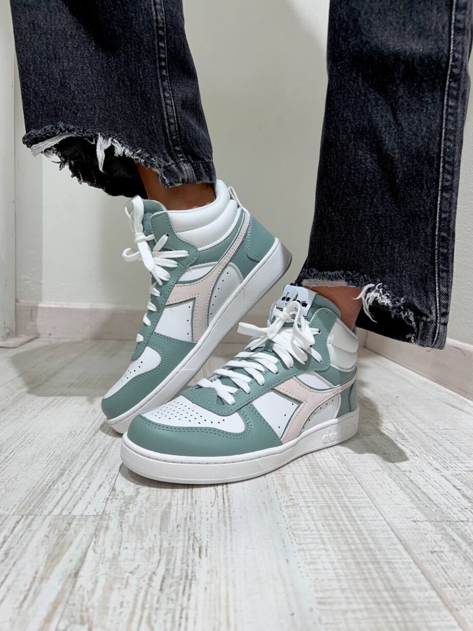 Shop Online Sneakers magic basket mid bianca e verde Diadora