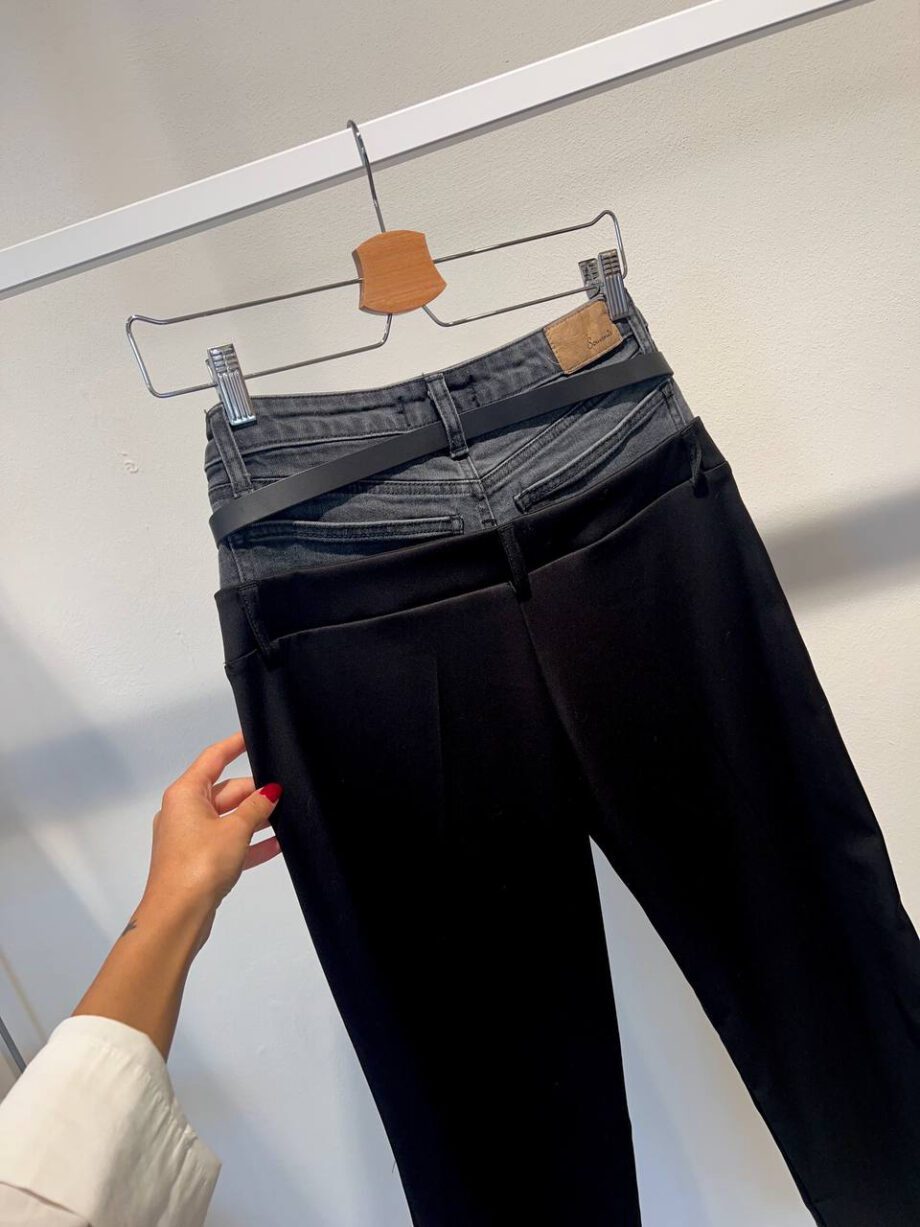 Shop Online Pantalone palazzo nero doppia vita in jeans Souvenir