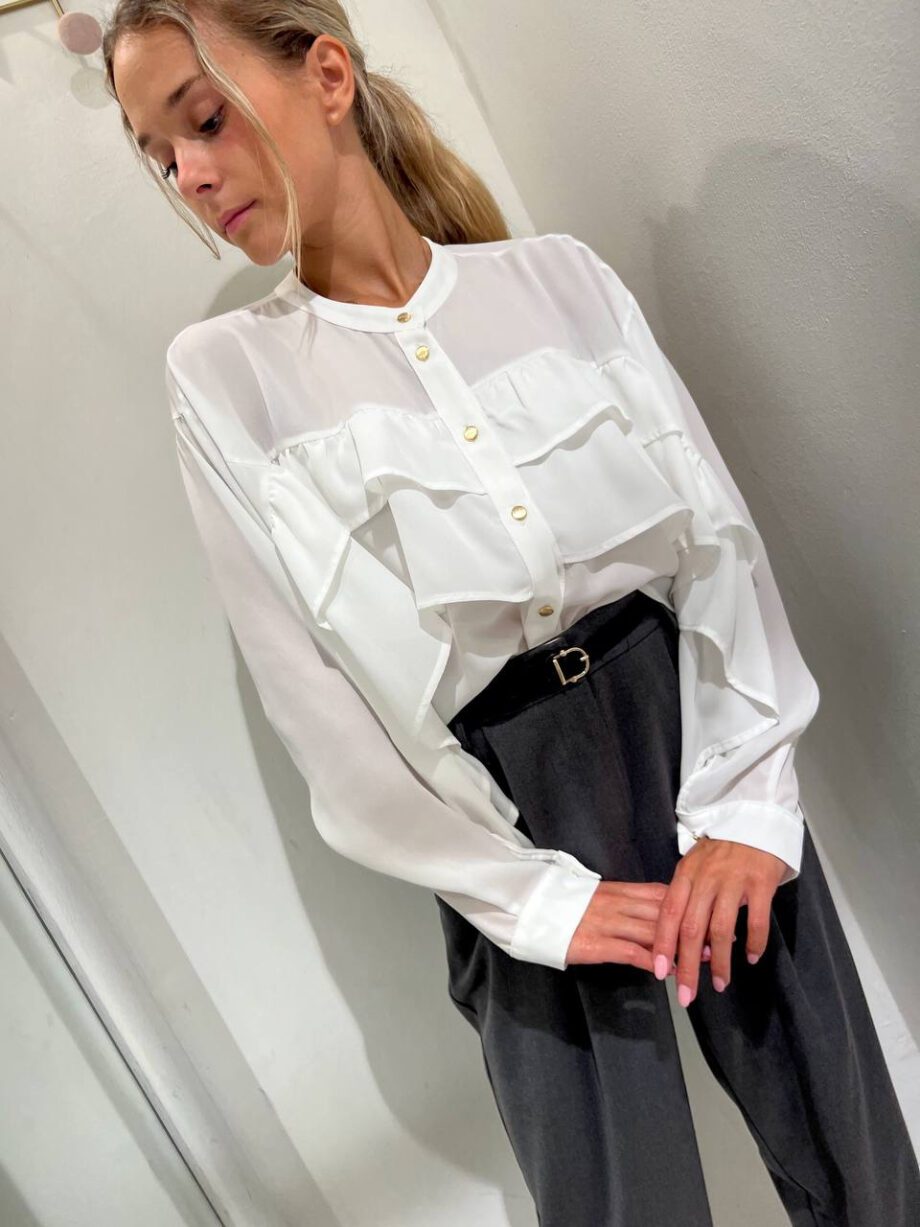 Shop Online Camicia corta bianca con rouches Kontatto