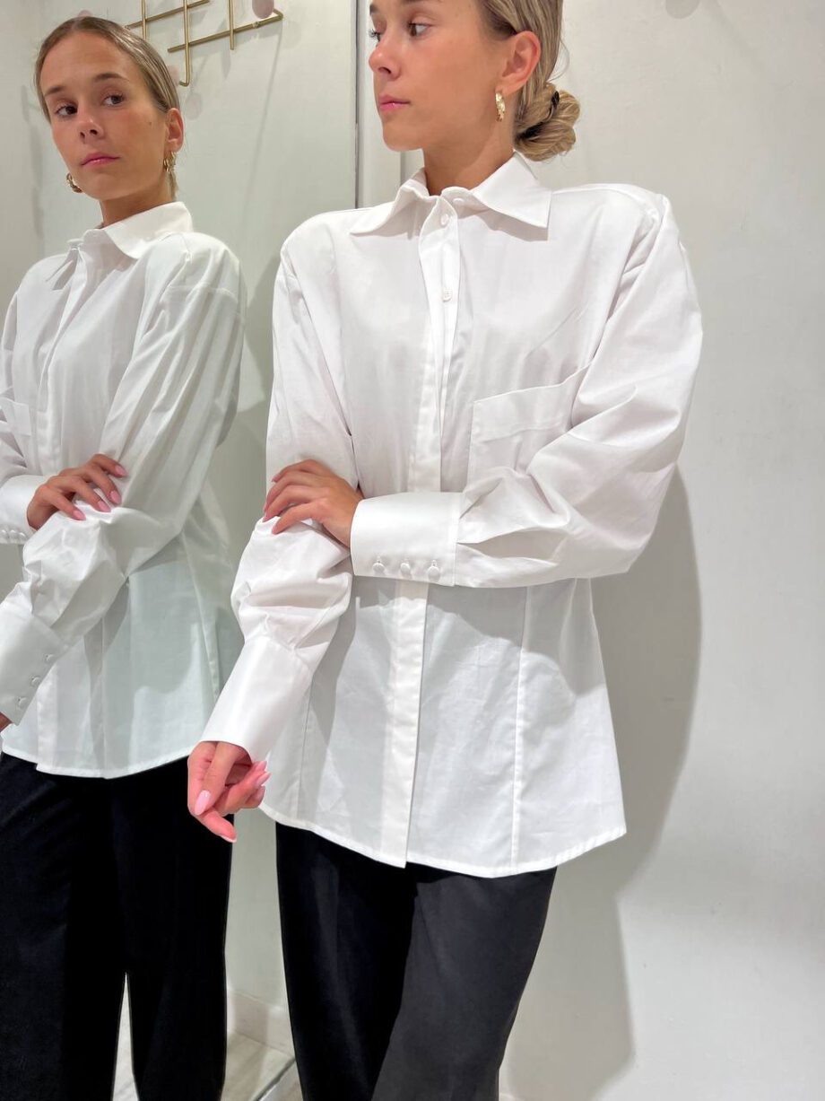 Shop Online Camicia bianca in cotone spalline imbottite Souvenir