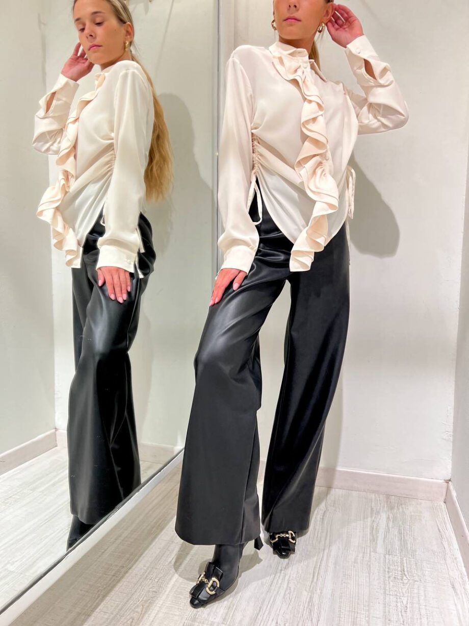 Shop Online Pantalone palazzo in ecopelle nero Souvenir