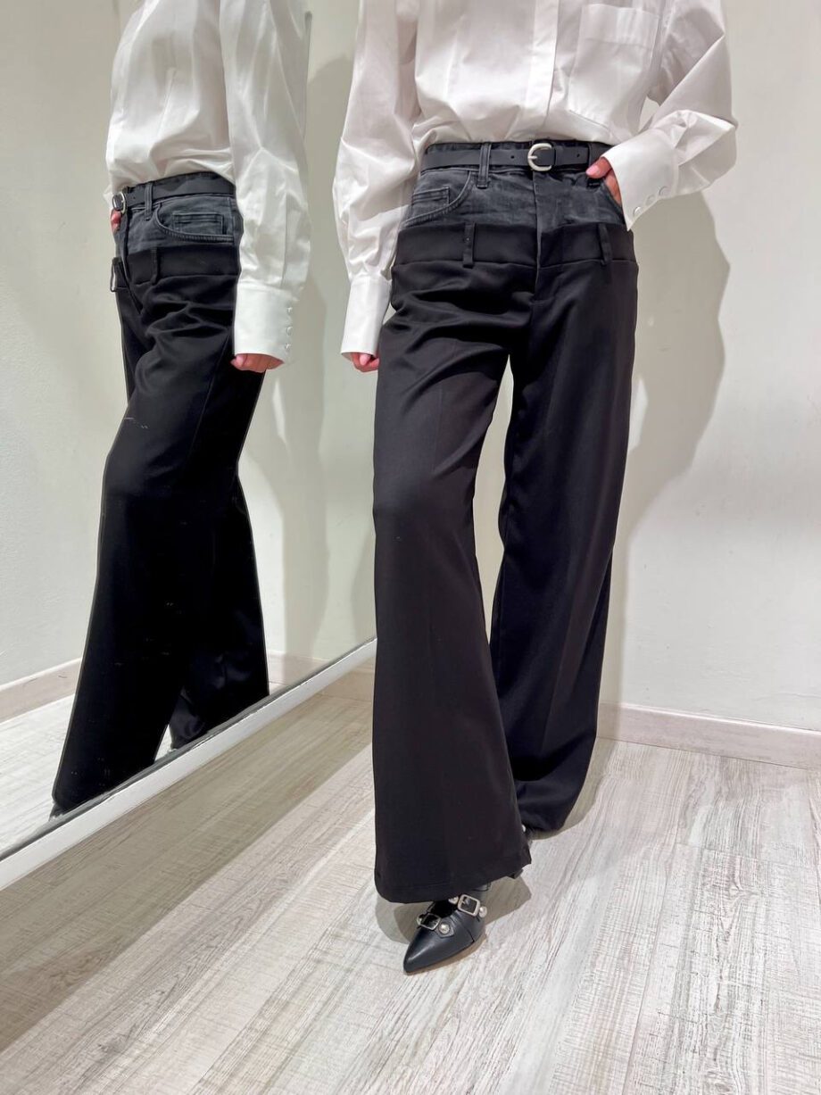 Shop Online Pantalone palazzo nero doppia vita in jeans Souvenir