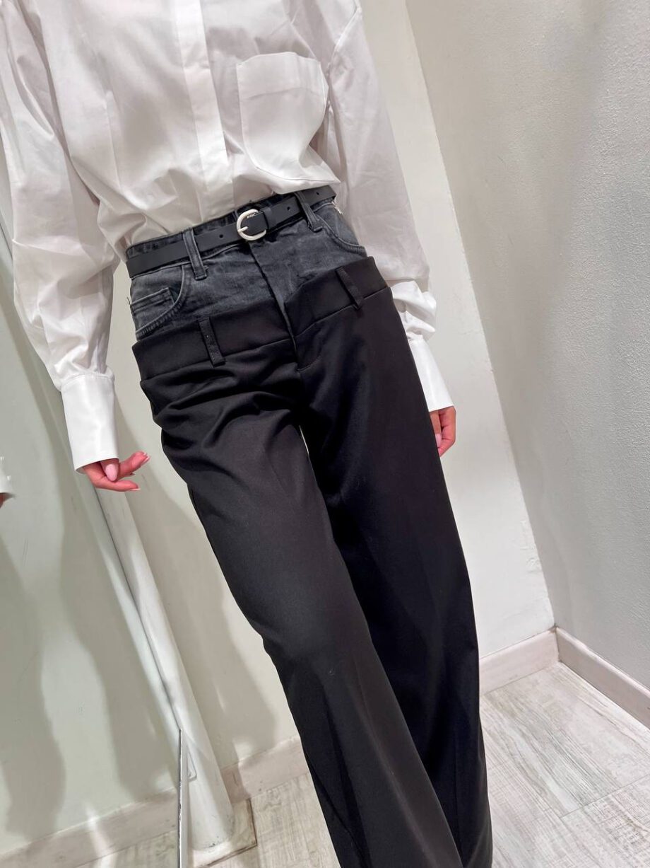 Shop Online Pantalone palazzo nero doppia vita in jeans Souvenir