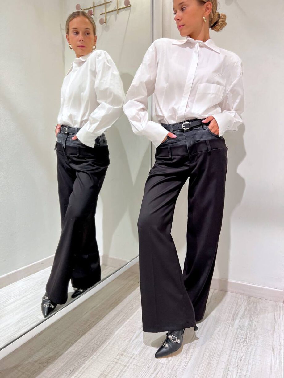 Shop Online Pantalone palazzo nero doppia vita in jeans Souvenir