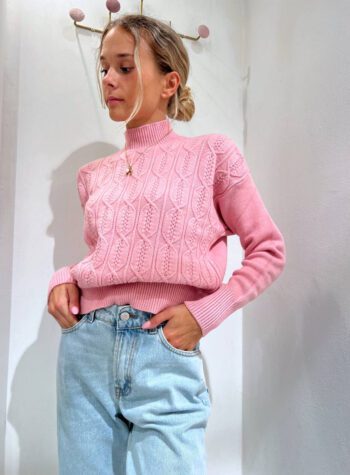 Shop Online Maglioncino rosa con trecce HaveOne
