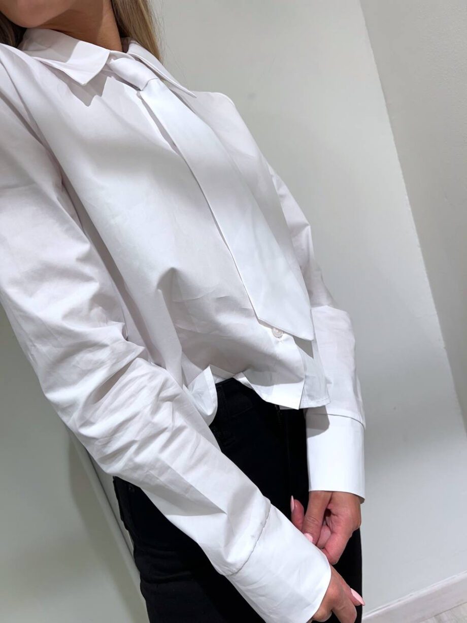 Shop Online Camicia cropped bianca con cravatta HaveOne