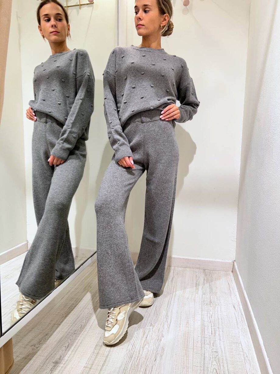 Shop Online Pantalone palazzo in maglia grigio HaveOne