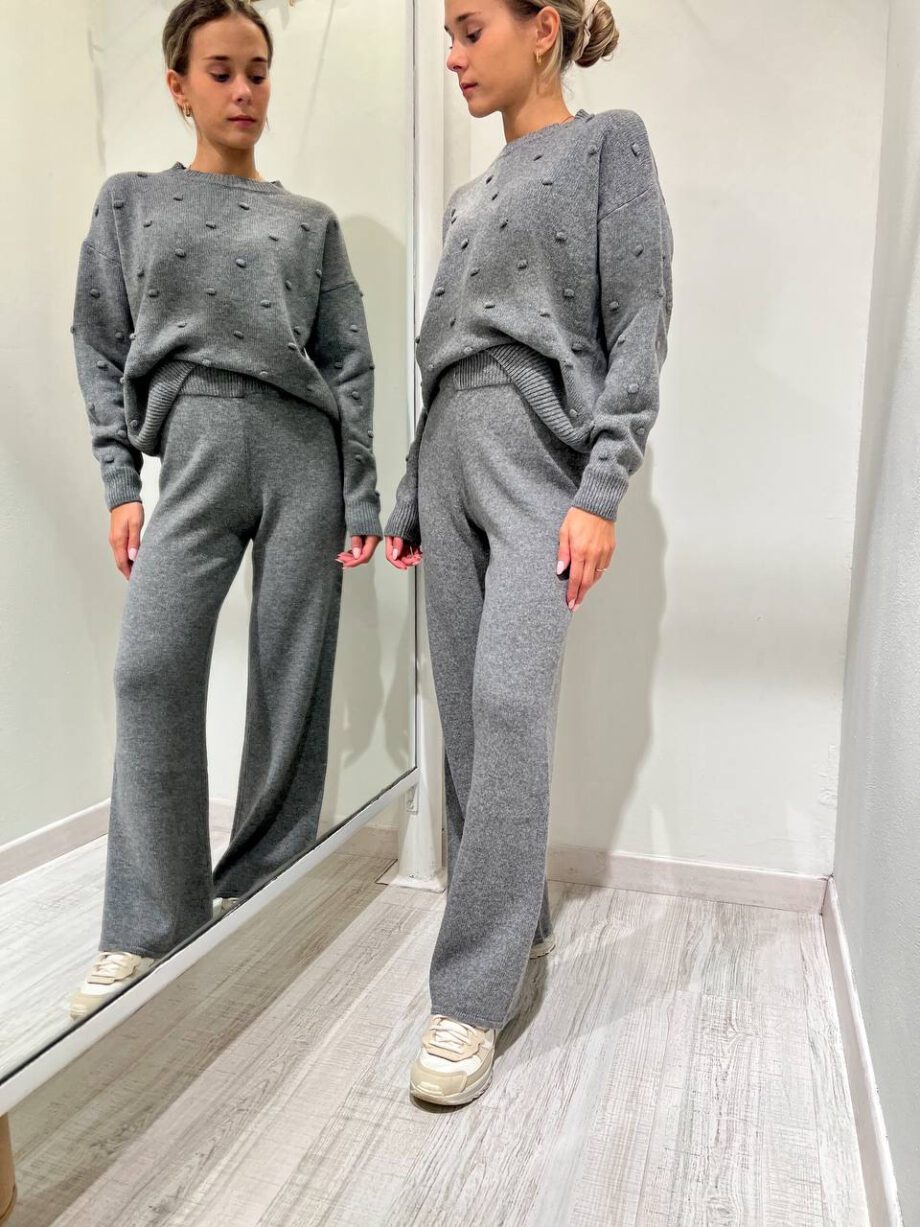Shop Online Pantalone palazzo in maglia grigio HaveOne