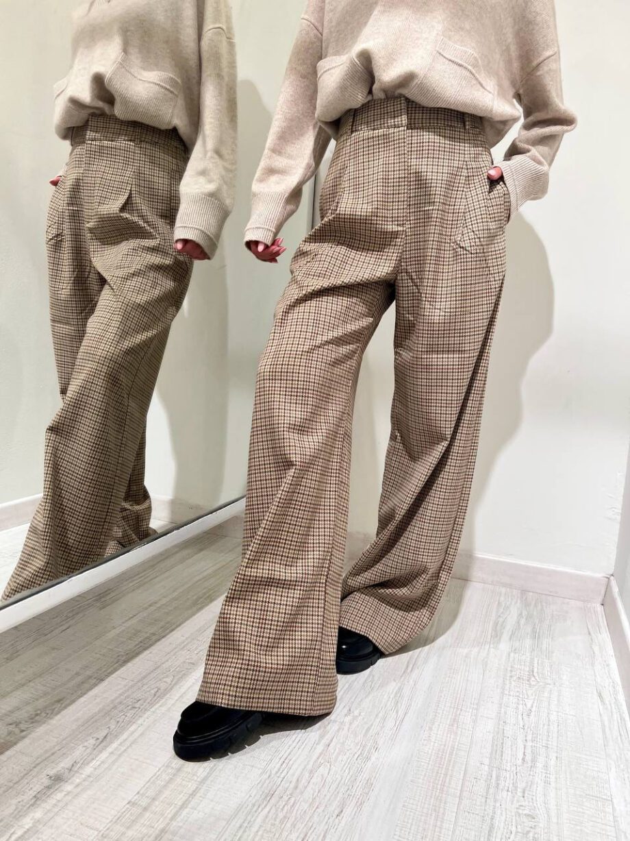Shop Online Pantalone palazzo pied de poule Suncoo