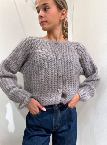 Shop Online Cardigan grigio traforato bottoni gioiello Souvenir