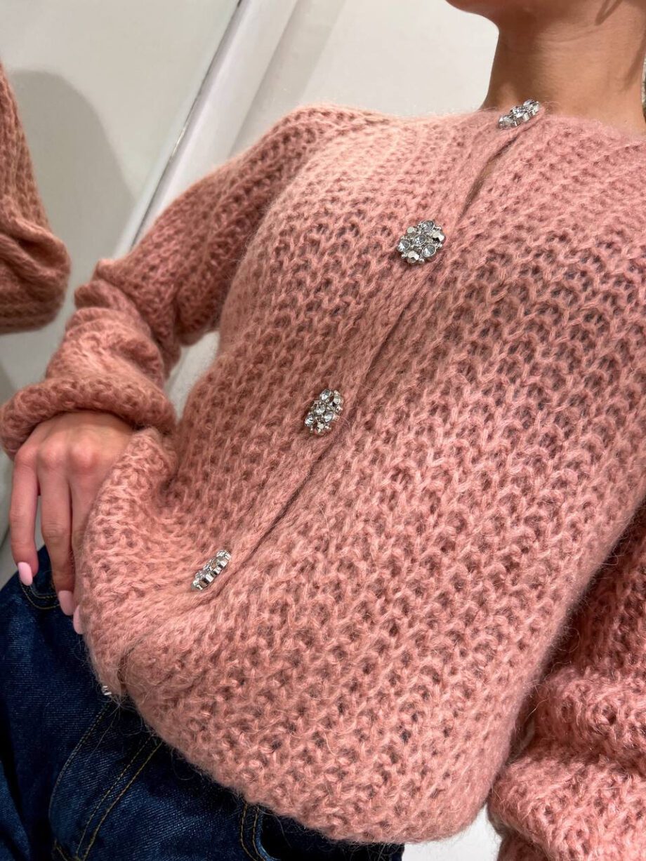 Shop Online Cardigan rosa traforato bottoni gioiello Souvenir