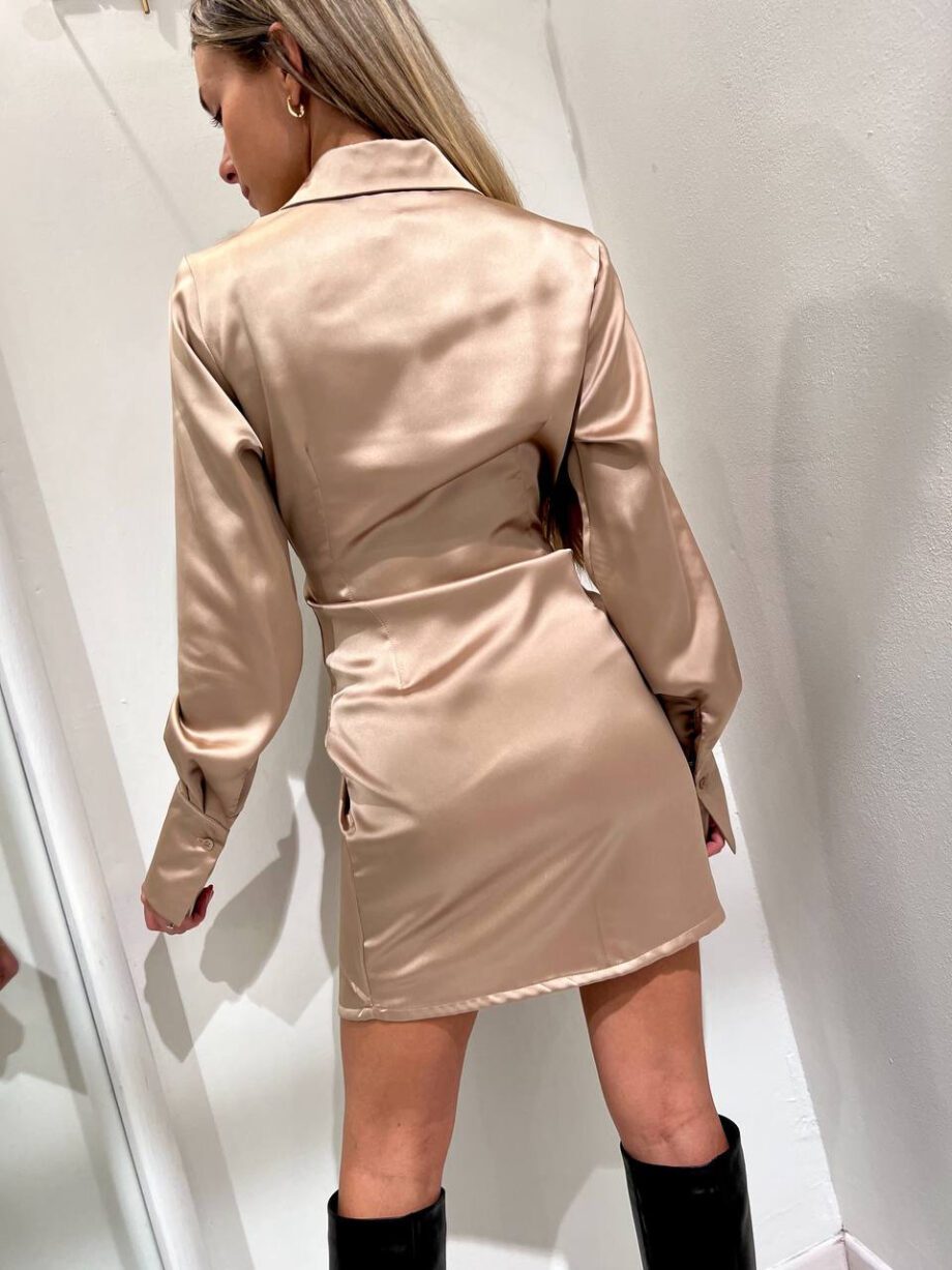 Shop Online Vestito corto satin beige nocciola Kontatto