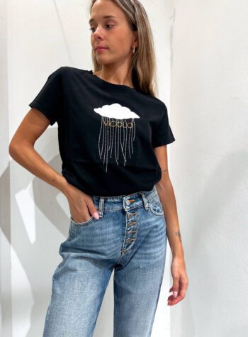Shop Online T-shirt girocollo nera nuvola velluto Vicolo