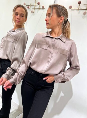 Shop Online Camicia tortora in viscosa con patta HaveOne