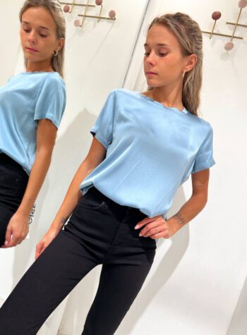 Shop Online T-shirt satin azzurro in viscosa Vicolo