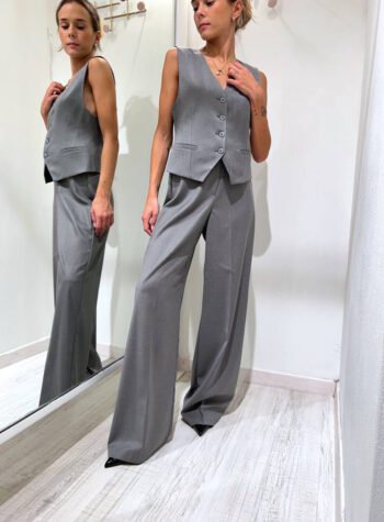 Shop Online Pantalone palazzo grigio con cintura HaveOne