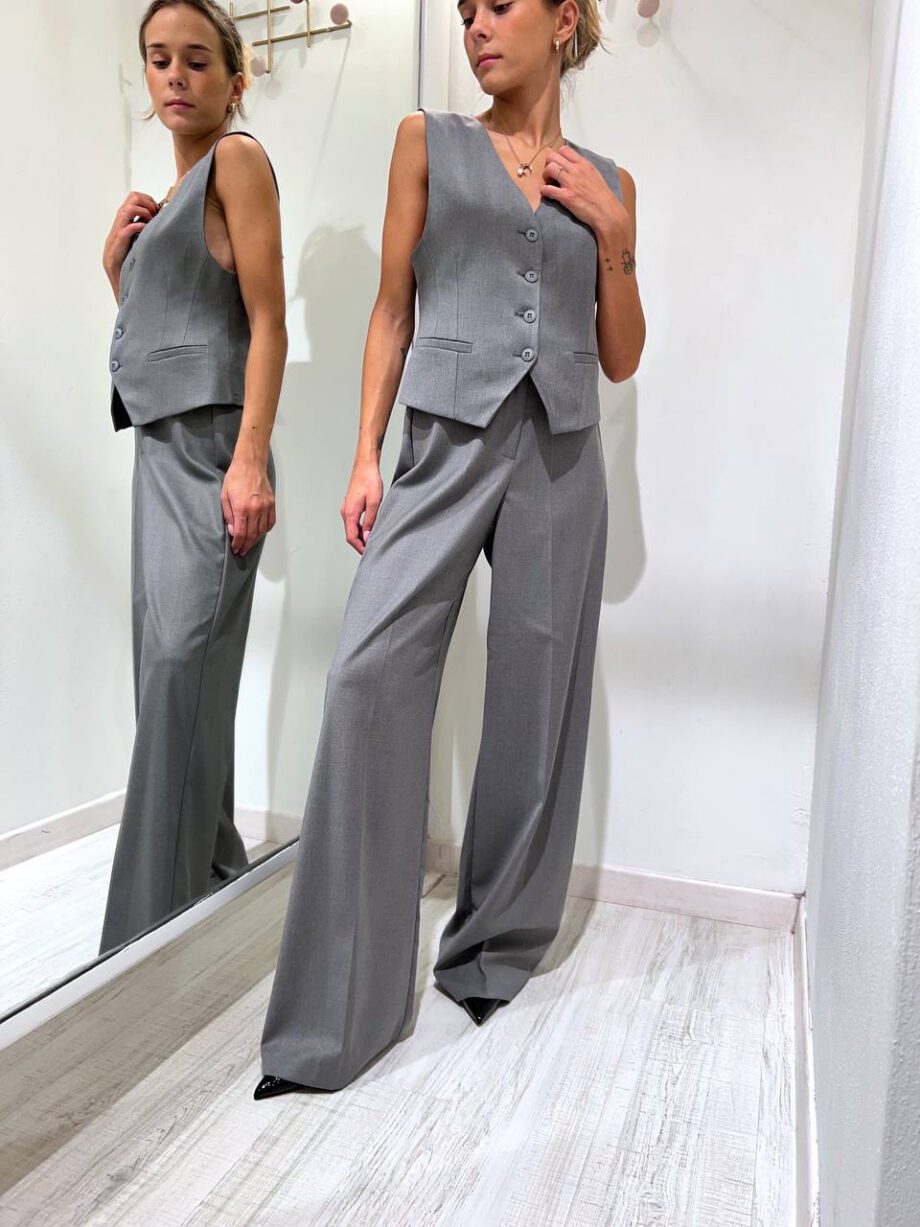 Shop Online Pantalone palazzo grigio con cintura HaveOne